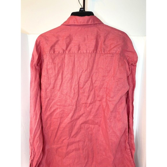 Burma Bibas Short Sleeve Button Up Shirt Men's Large 100% Linen - Picture 3 of 16